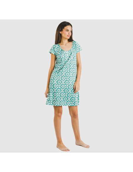 Blusón algodón Eugenia agua marina