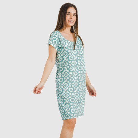 Blusón algodón Eugenia agua marina seco