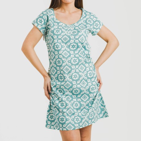 Blusón algodón Eugenia agua marina seco