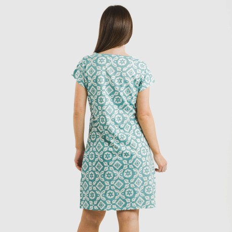 Blusón algodón Eugenia agua marina seco