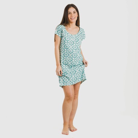 Blusón algodón Eugenia agua marina seco