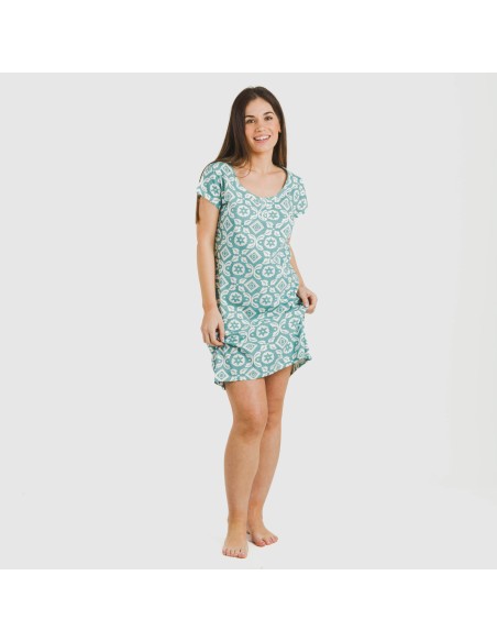 Blusón algodón Eugenia agua marina seco