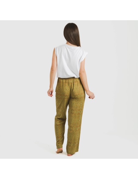 Pantalón viscosa Silda verde cacería