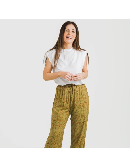 Pantalón viscosa Silda verde cacería