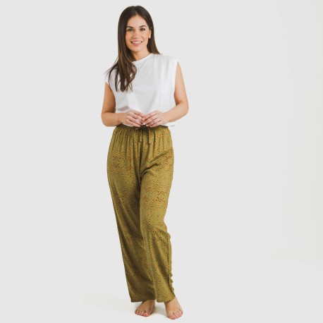 Pantalón viscosa Silda verde cacería