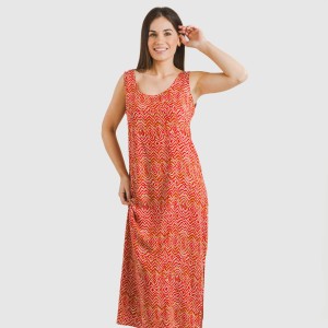 Vestido largo tirantes viscosa Silda teja