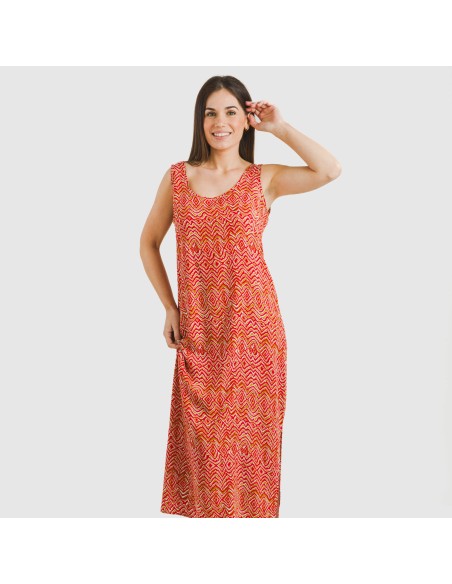 Vestido largo tirantes viscosa Silda teja