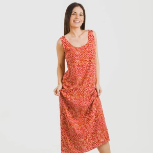 Vestido largo tirantes viscosa Silda teja 2