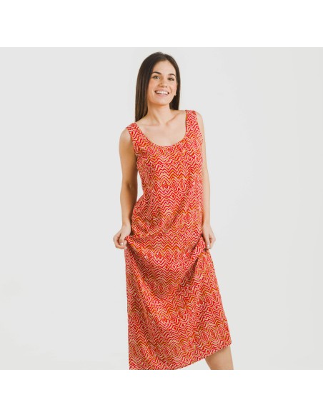 Vestido largo tirantes viscosa Silda teja