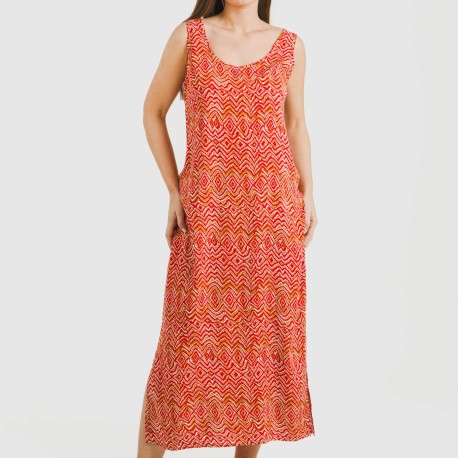 Vestido largo tirantes viscosa Silda teja