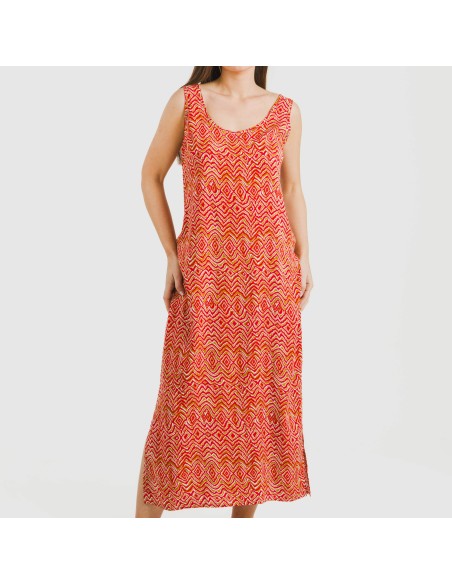 Vestido largo tirantes viscosa Silda teja