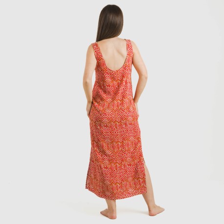 Vestido largo tirantes viscosa Silda teja