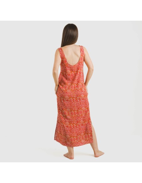 Vestido largo tirantes viscosa Silda teja