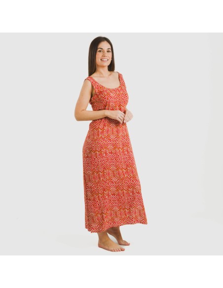 Vestido largo tirantes viscosa Silda teja