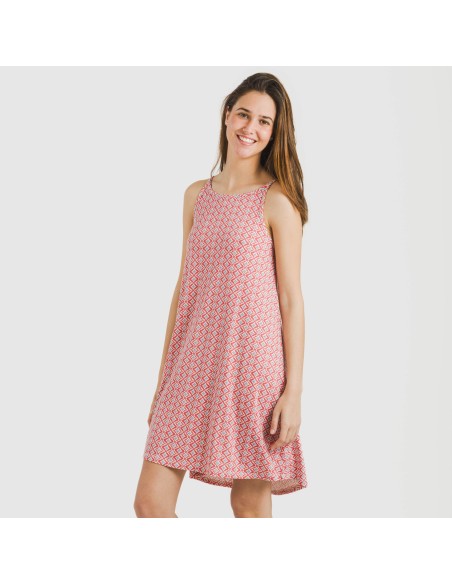 Vestido corto tirantes crepe Dulcinea marsala