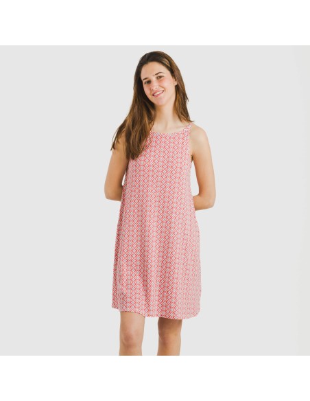 Vestido corto tirantes crepe Dulcinea marsala