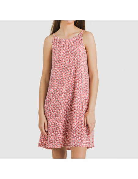 Vestido corto tirantes crepe Dulcinea marsala