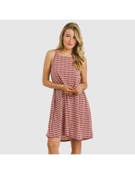 Vestido corto tirantes crepe Jannat burdeos