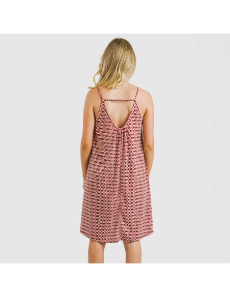 Vestido corto tirantes crepe Jannat burdeos