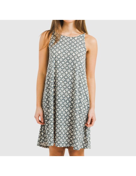 Vestido corto tirantes crepe Narciso indigo