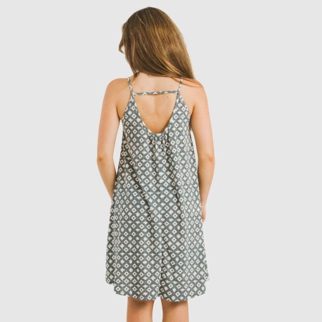 Vestido corto tirantes crepe Narciso indigo