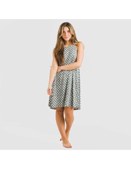 Vestido corto tirantes crepe Narciso indigo