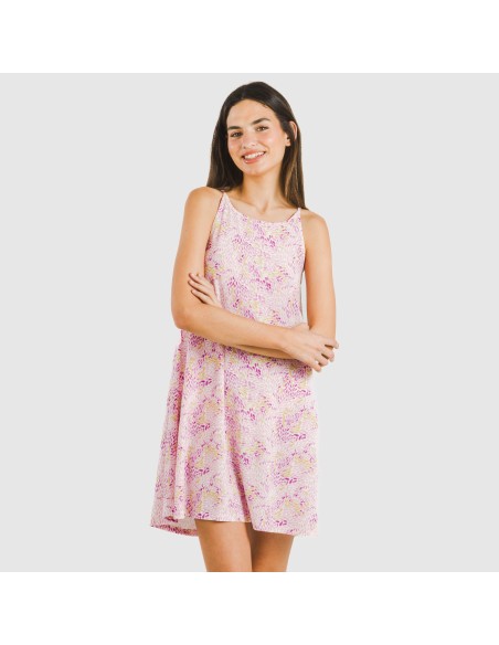 Vestido corto tirantes crepe Aruna malva
