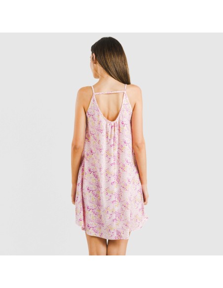 Vestido corto tirantes crepe Aruna malva