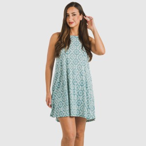 Vestido corto tirantes crepe Eugenia agua marina