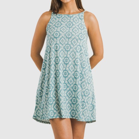 Vestido corto tirantes crepe Eugenia agua marina