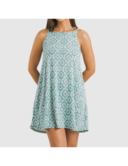 Vestido corto tirantes crepe Eugenia agua marina