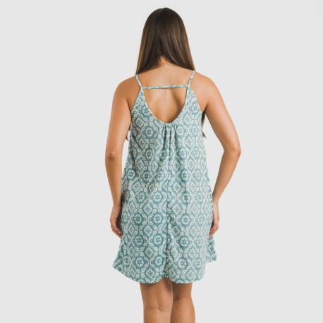 Vestido corto tirantes crepe Eugenia agua marina