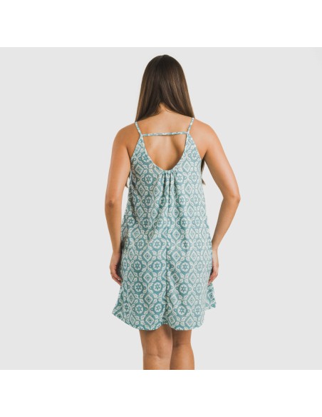 Vestido corto tirantes crepe Eugenia agua marina