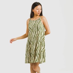 Vestido corto tirantes crepe Chipre verde