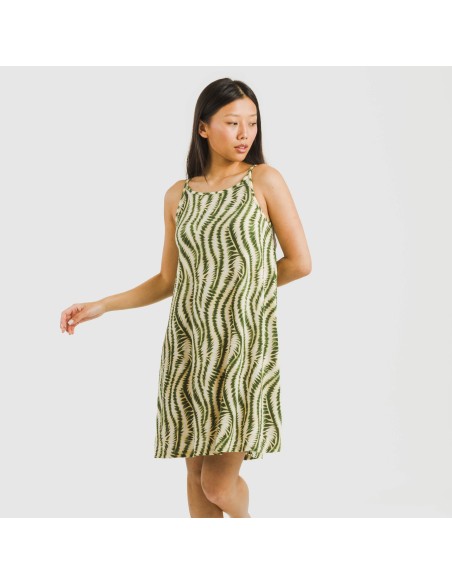 Vestido corto tirantes crepe Chipre verde