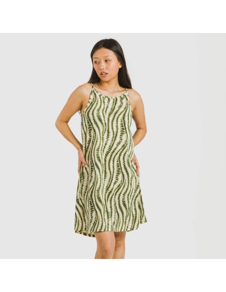 Vestido corto tirantes crepe Chipre verde