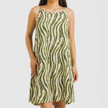 Vestido corto tirantes crepe Chipre verde