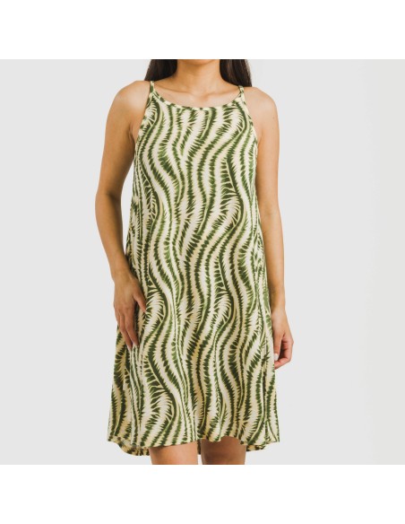 Vestido corto tirantes crepe Chipre verde