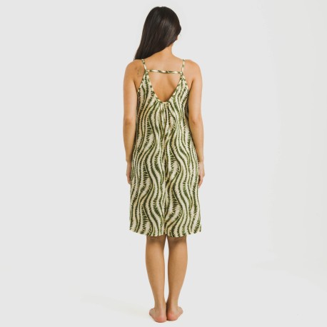 Vestido corto tirantes crepe Chipre verde