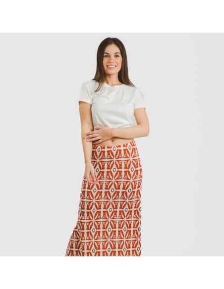 Falda midi soft Catania teja