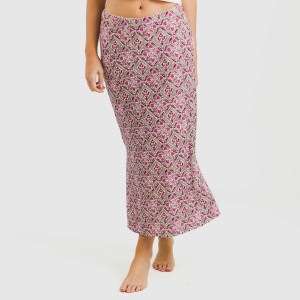 Falda midi soft Malura marsala