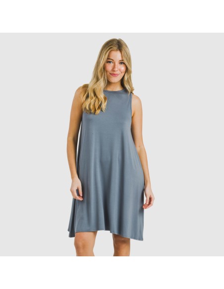 Vestido corto tirantes viscosa liso