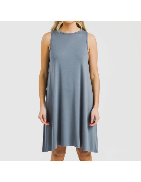 Vestido corto tirantes viscosa liso