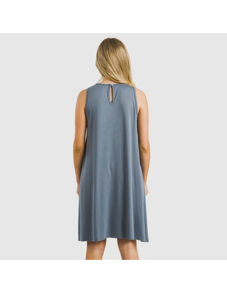 Vestido corto tirantes viscosa liso