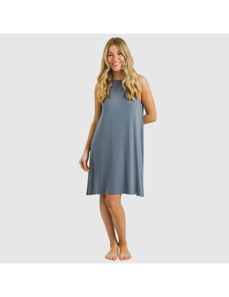 Vestido corto tirantes viscosa liso