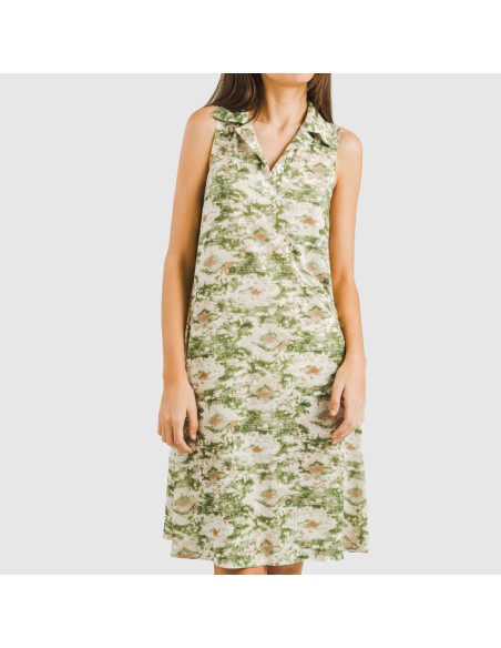 Vestido corto cuello y solapa soft Magnus verde