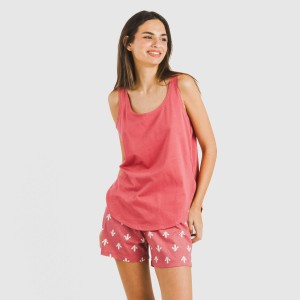 Pijama corto algodón Nicole marsala