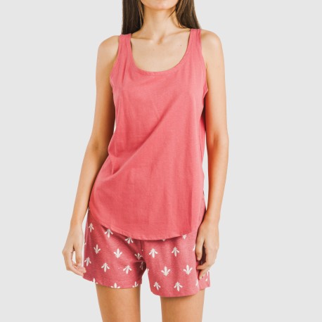 Pijama corto algodón Nicole marsala
