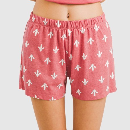 Pijama corto algodón Nicole marsala