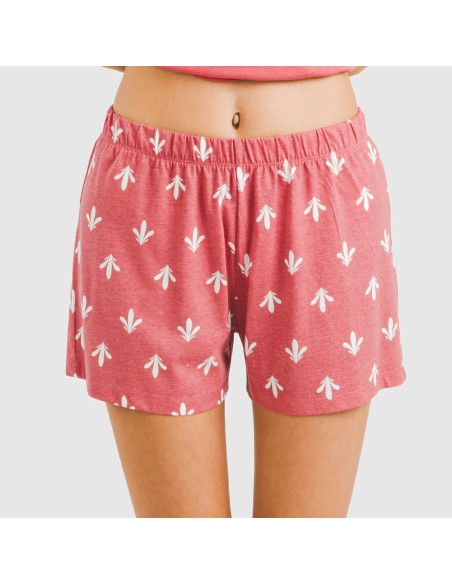 Pijama corto algodón Nicole marsala